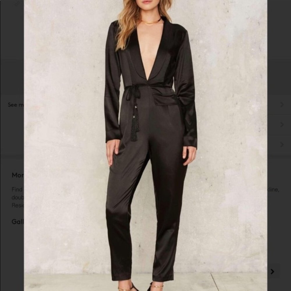 Nasty Gal Black Satin Jumpsuit NWT